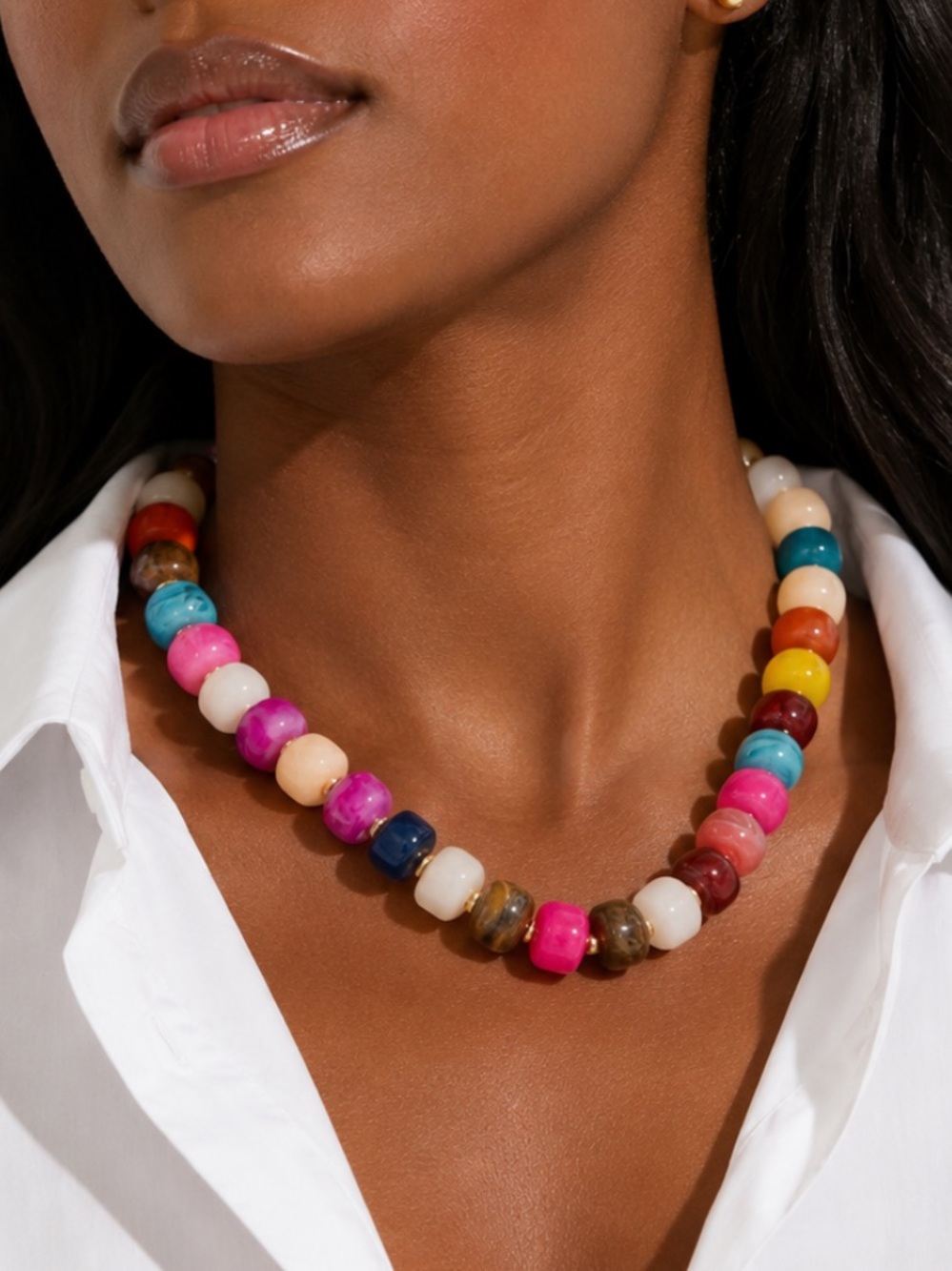 New! Preppy Colorful Beaded Dopamine Necklace NWOT 5060